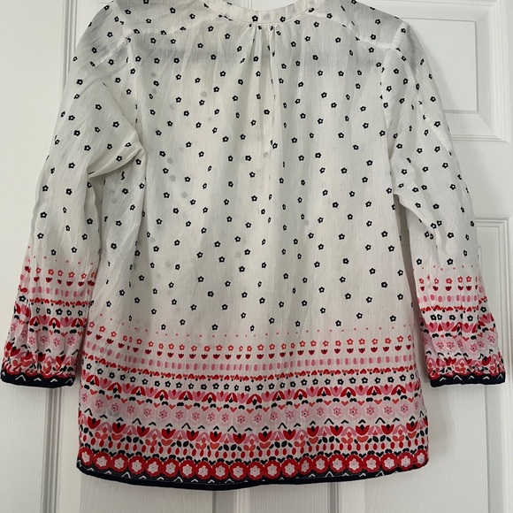 Boden Gauzy Cotton Boden Peasant Blouse Colorful Bohemian Size 6 Travel Resort - Picture 2 of 7